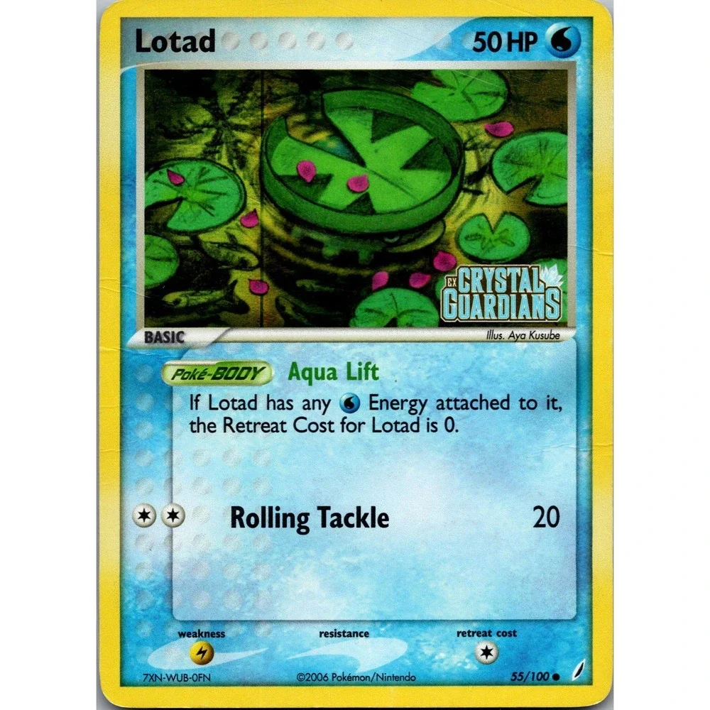 Pokemon Lotad 55/100 EX Crystal Guardians Reverse Holofoil Stamped MP 2006